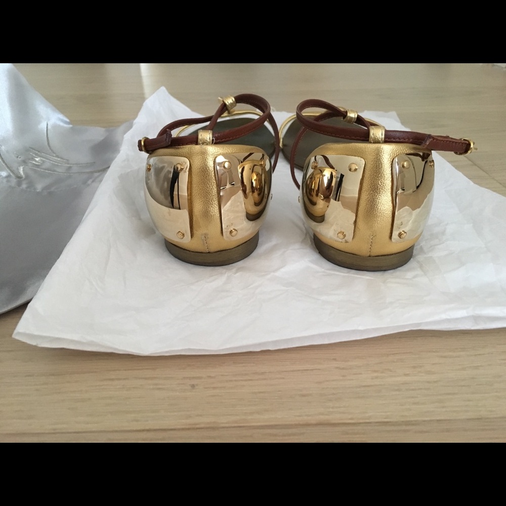 *SOLD* Giuseppe Zanotti Metal Plated Flat Sandals - Picture 3 of 6